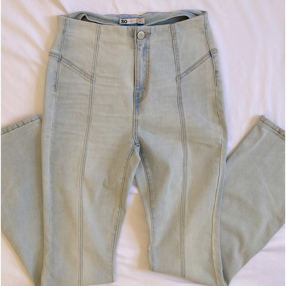 SO Goods For Life Women's Light Wash High Rise flare leg